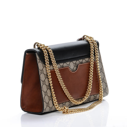Gucci GG Supreme Monogram Calfskin Medium Padlock Shoulder Bag Beige Black Cuir 3 of 8