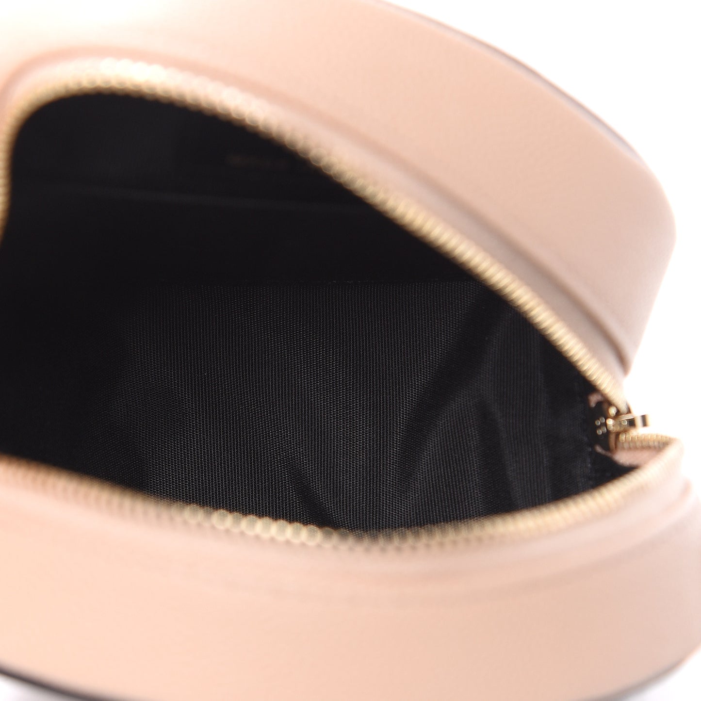 Caviar Quilted Round Filigree Crossbody Beige Black