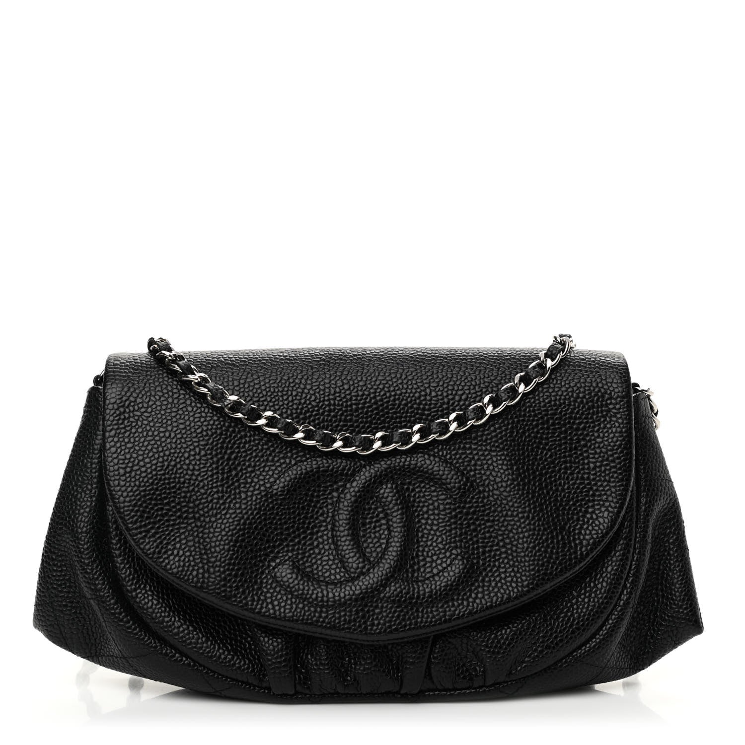 Chanel Caviar Half Moon Wallet On Chain WOC Black 1 of 12