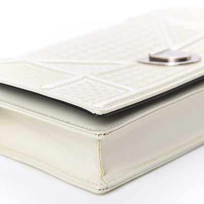 Christian Dior Patent Micro-Cannage Diorama Wallet on Chain Pouch White 6 of 9