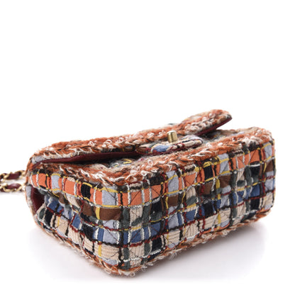 Chanel Tweed Quilted Mini Rectangular Flap Blue Orange Navy Beige 4 of 11