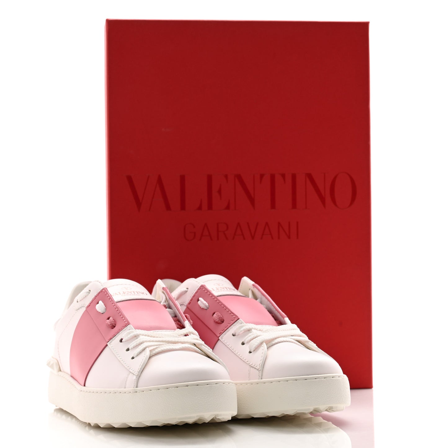 Calfskin Rockstud Untitled Open Sneakers 40 White Black