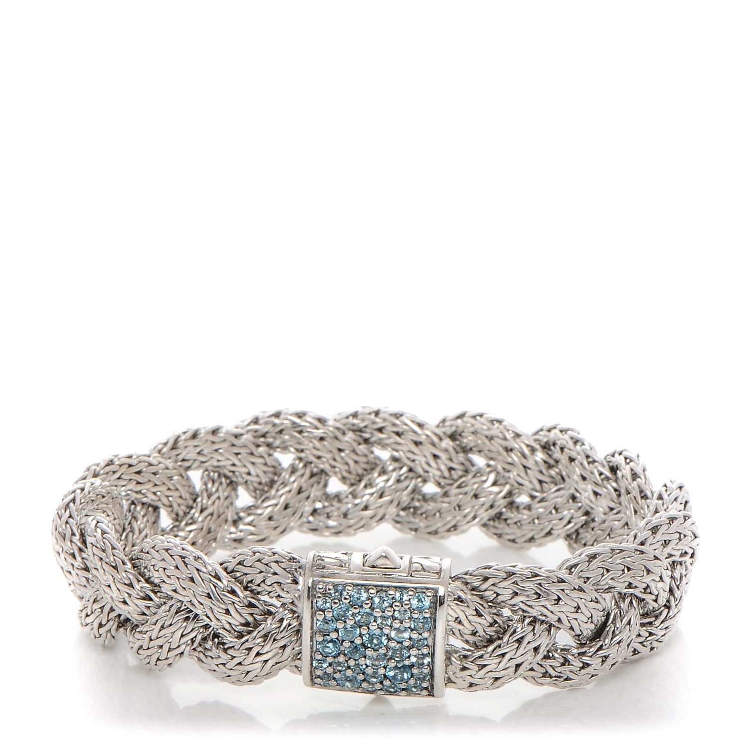 John Hardy Sterling Silver Blue Topaz Braided Classic Chain Clasp Bracelet S 1 of 8