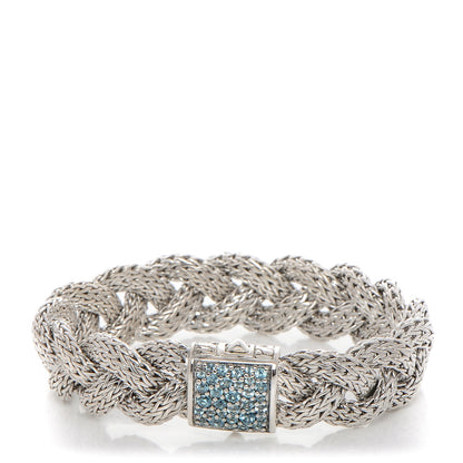 John Hardy Sterling Silver Blue Topaz Braided Classic Chain Clasp Bracelet S 1 of 8