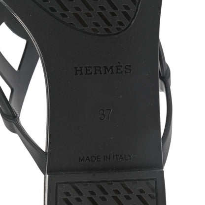Hermes Rubber Womens Egerie Sandals 37 Black 6 of 8