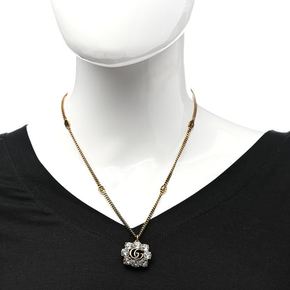 Chanel GUCCI Crystal Embellished Double G Necklace Aged Gold 2 of 5