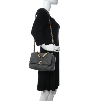 Chanel Wool Quilted Medium Chanel 19 Flap Grey 3 of 10