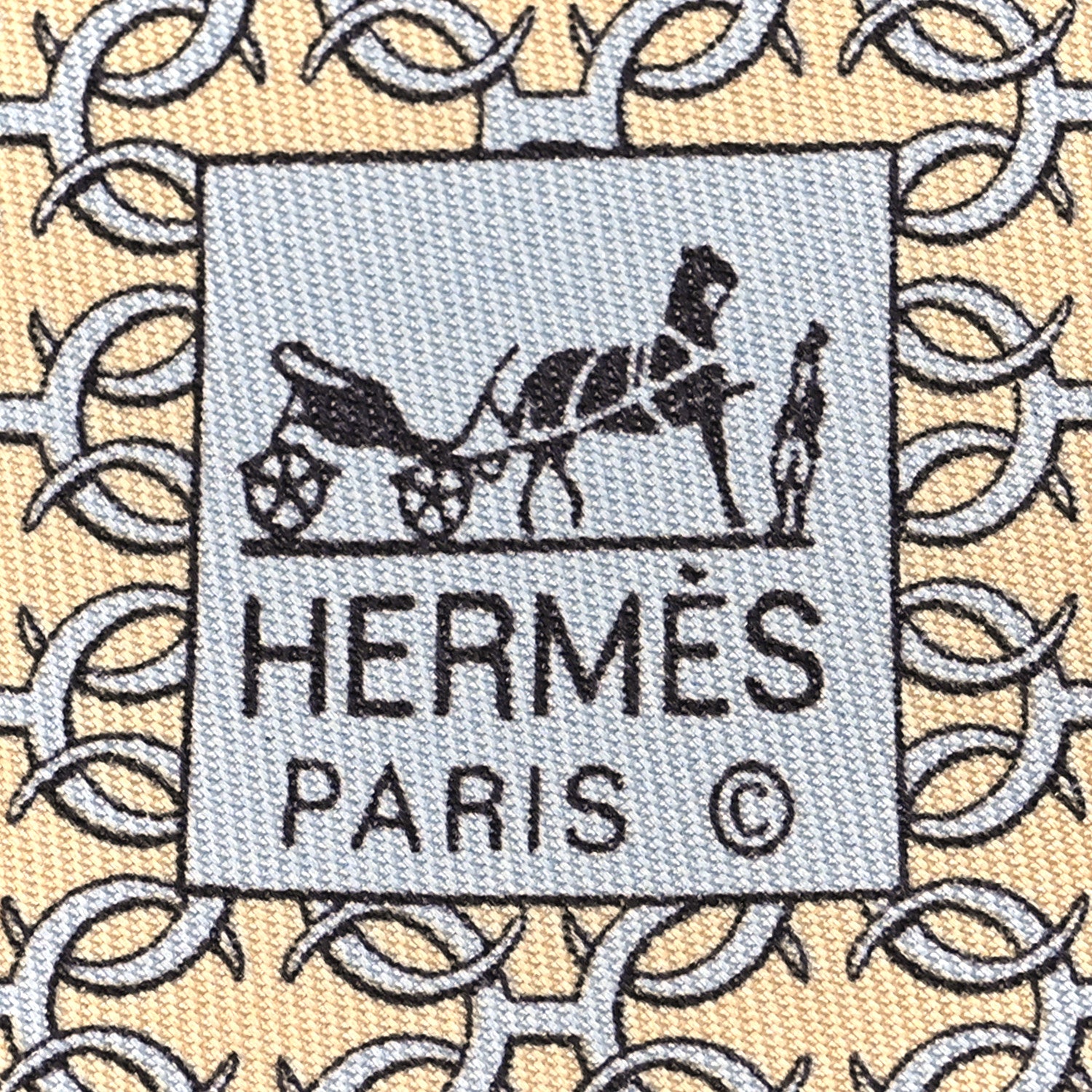 Hermes Printed Silk Mens Neck Tie Yellow 3 of 5