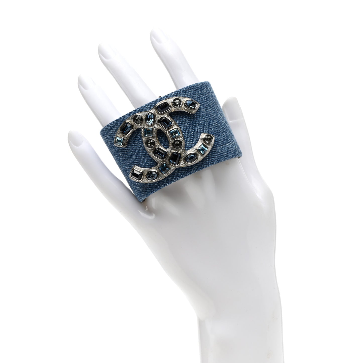 Denim Crystal CC Cuff Multicolor Blue