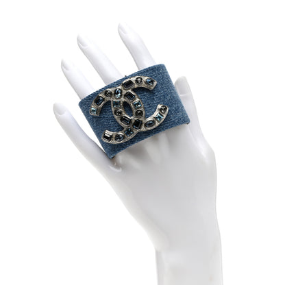 Chanel Denim Crystal CC Cuff Multicolor Blue 2 of 5