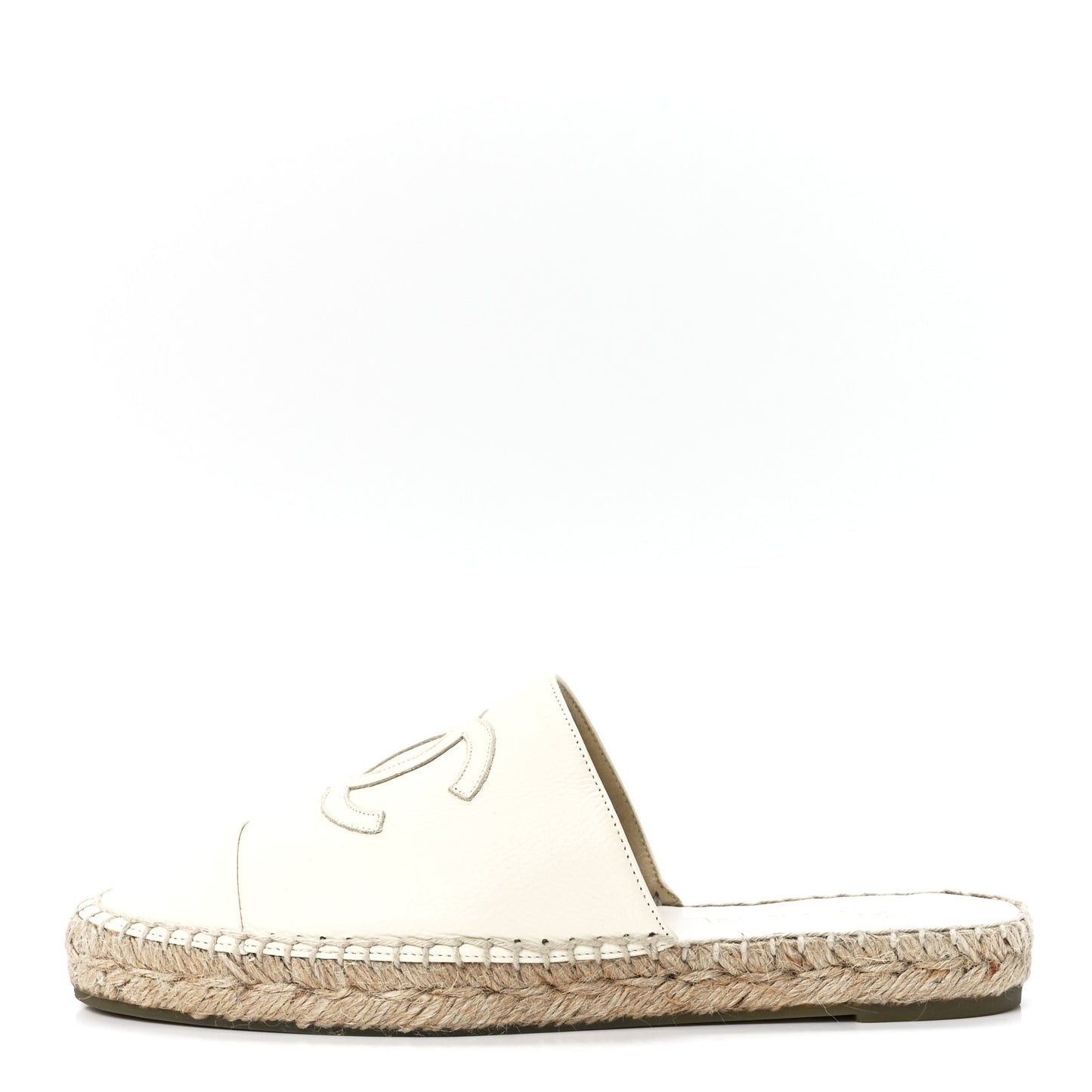 Goatskin CC Espadrille Mules 39 Ivory