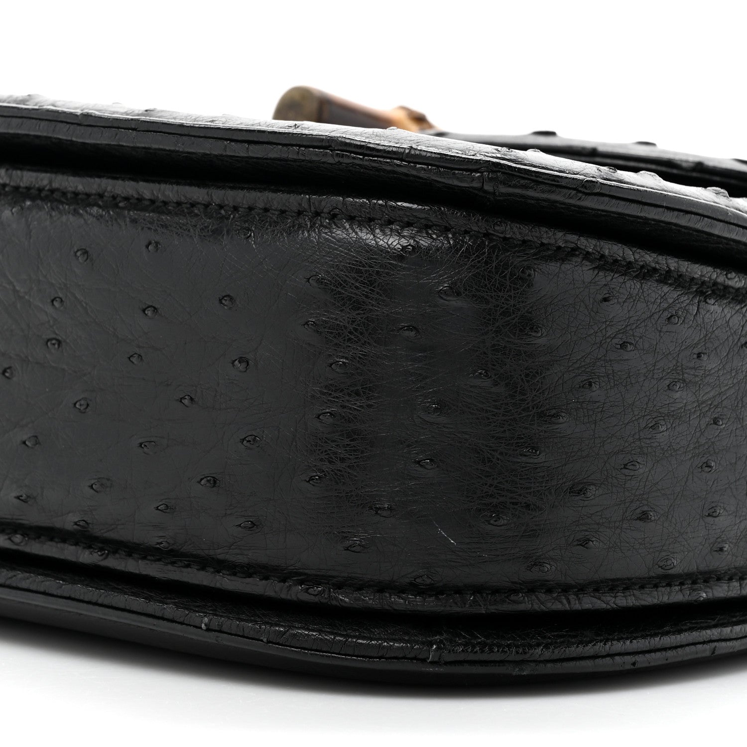 Gucci Ostrich Medium Bamboo Top Handle Bag Black 9 of 16