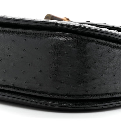 Gucci Ostrich Medium Bamboo Top Handle Bag Black 9 of 16