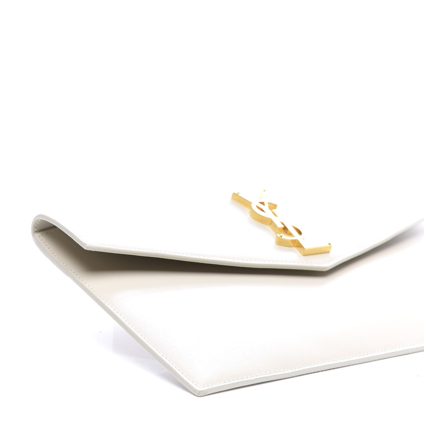 Smooth Shiny Calfskin Uptown Pouch Crema Soft