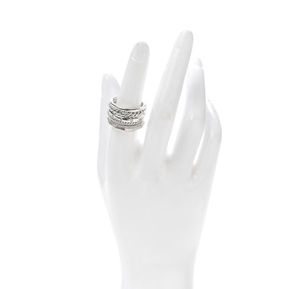 David Yurman Sterling Silver Diamond 16mm Stax Wide Stacked Ring 56 7.5 2 of 4