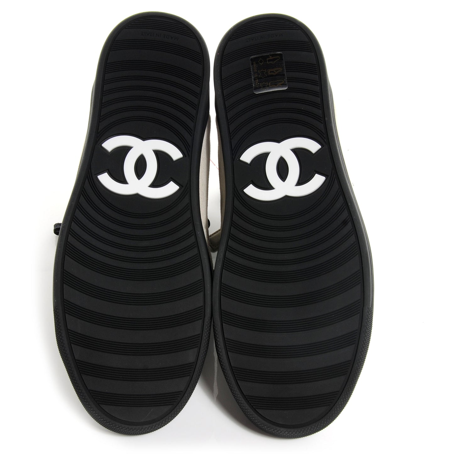 Calfskin Suede Zipped Sneakers Beige Clair Noir 36