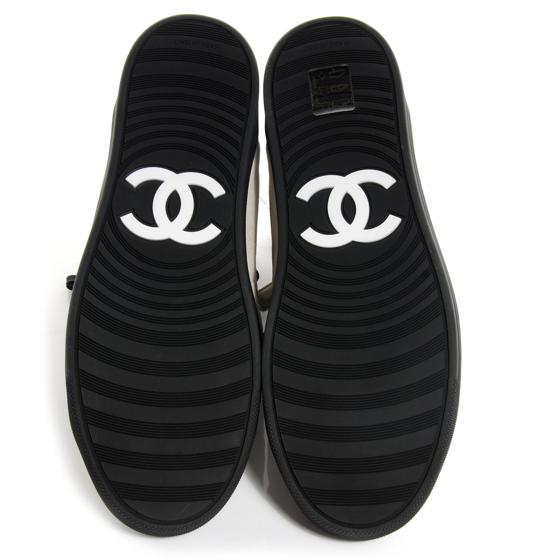 Chanel Calfskin Suede Zipped Sneakers Beige Clair Noir 36 5 of 7