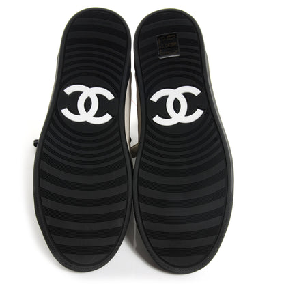 Chanel Calfskin Suede Zipped Sneakers Beige Clair Noir 36 5 of 7