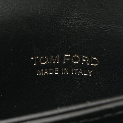 Tom Ford Calfskin Crocodile Embossed Mini T Clasp Accordion Wallet With Strap Black 6 of 9