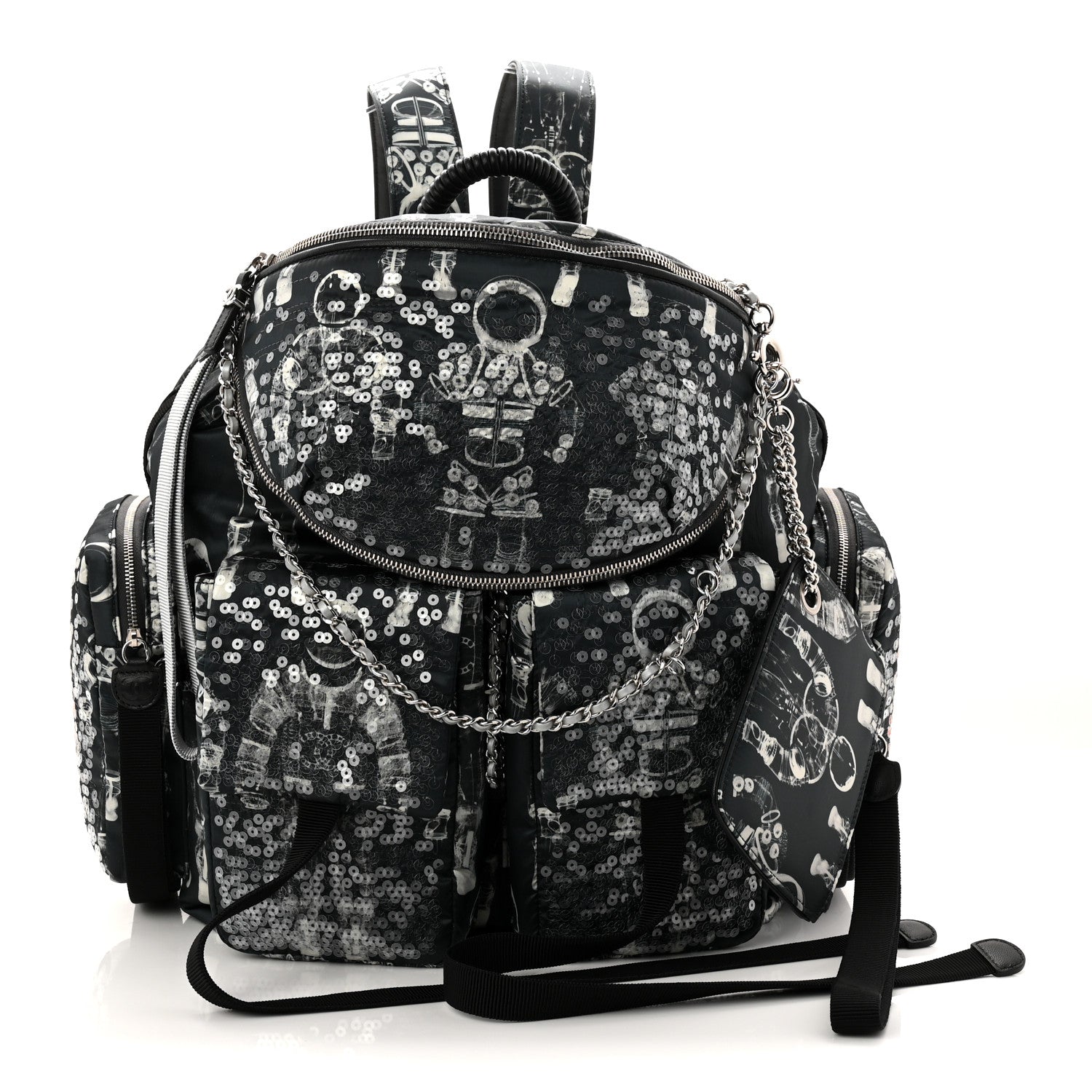 Chanel Sequin Nylon Lambskin Astronaut Essentials Backpack Black