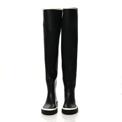 Chanel Caoutchouk CC Knee High Boots 37 Black White 2 of 7