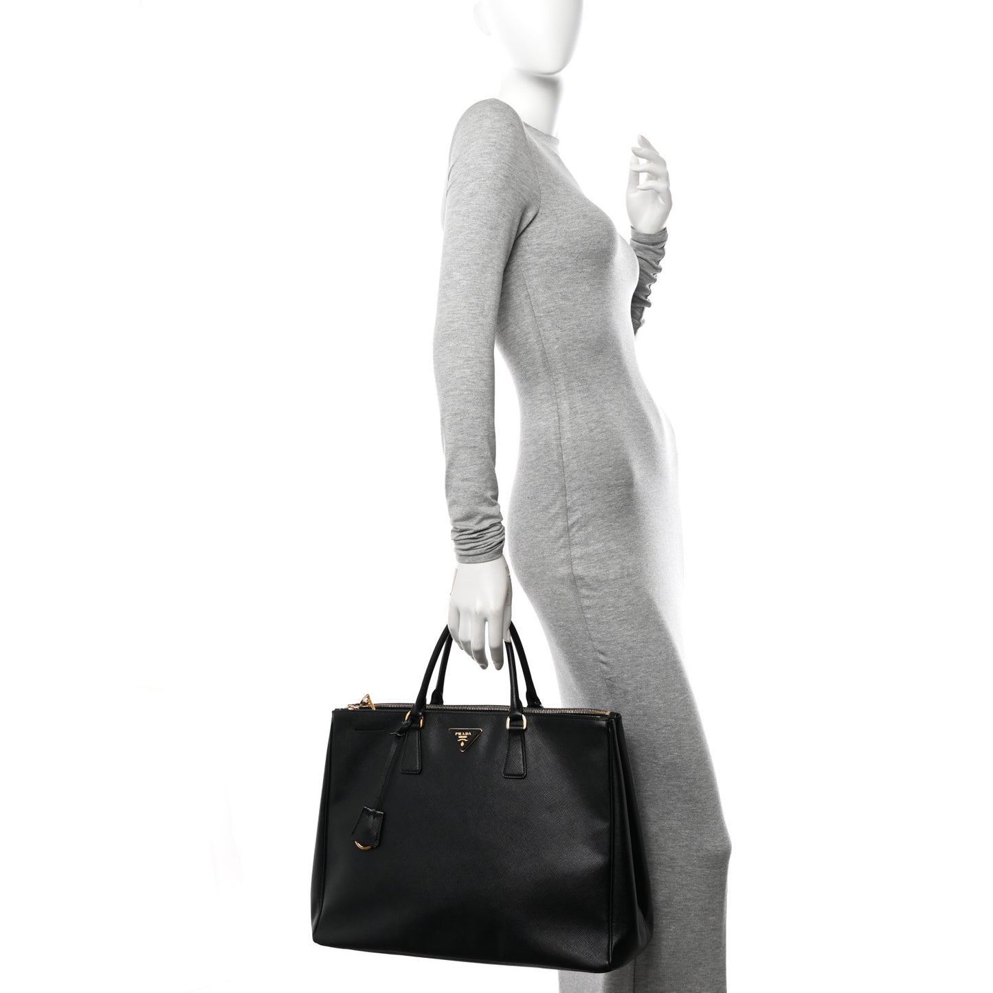 Saffiano Lux Extra Large Galleria Double Zip Tote Black