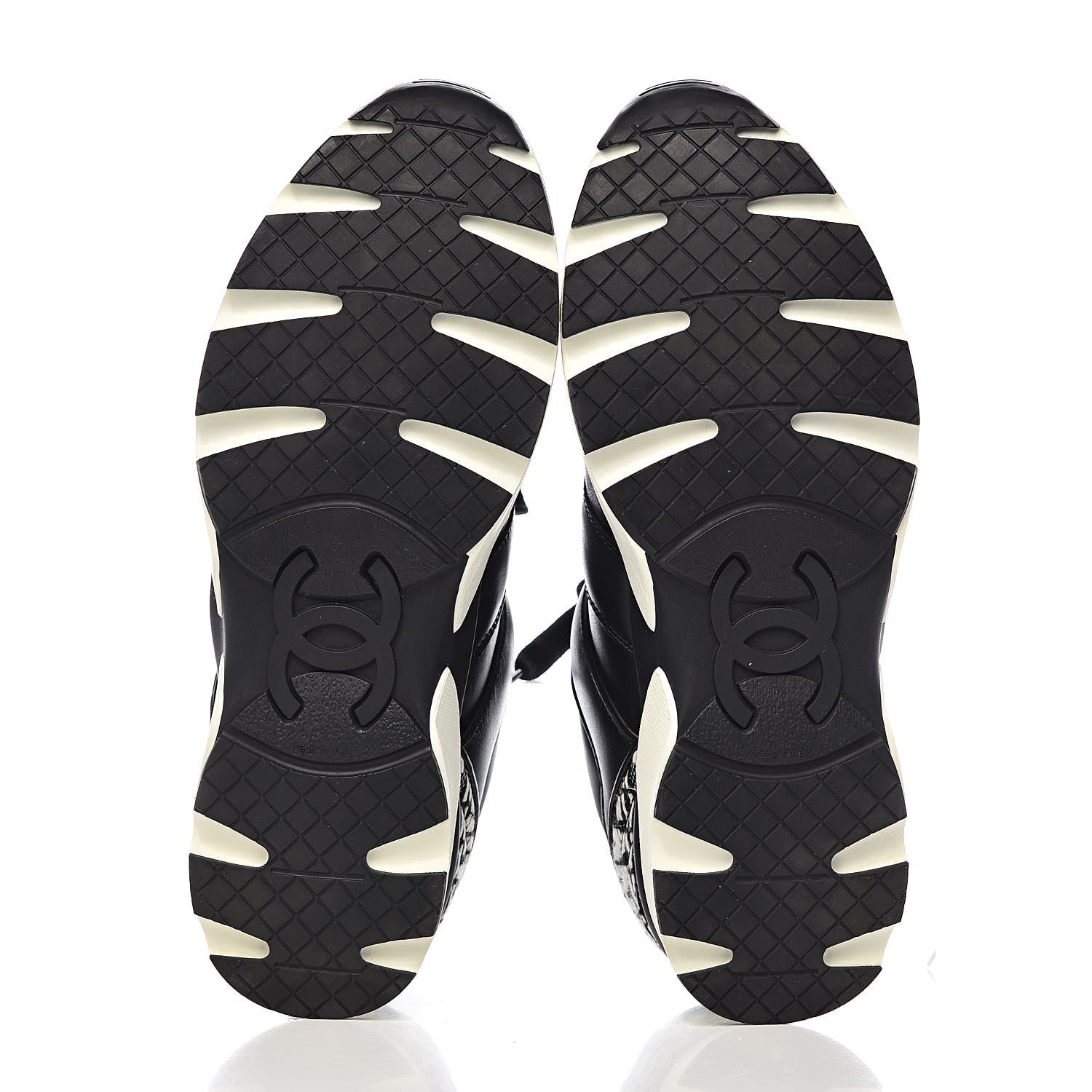 Chanel Calfskin Tweed CC Sneakers 38 Black White 5 of 11