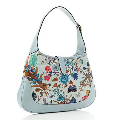 Gucci Canvas Flora Medium Jackie Hobo Light Blue 3 of 11