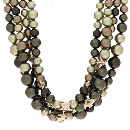 Chanel Metal Textured Bead CC Star Choker Necklace Green Gold 1 of 5