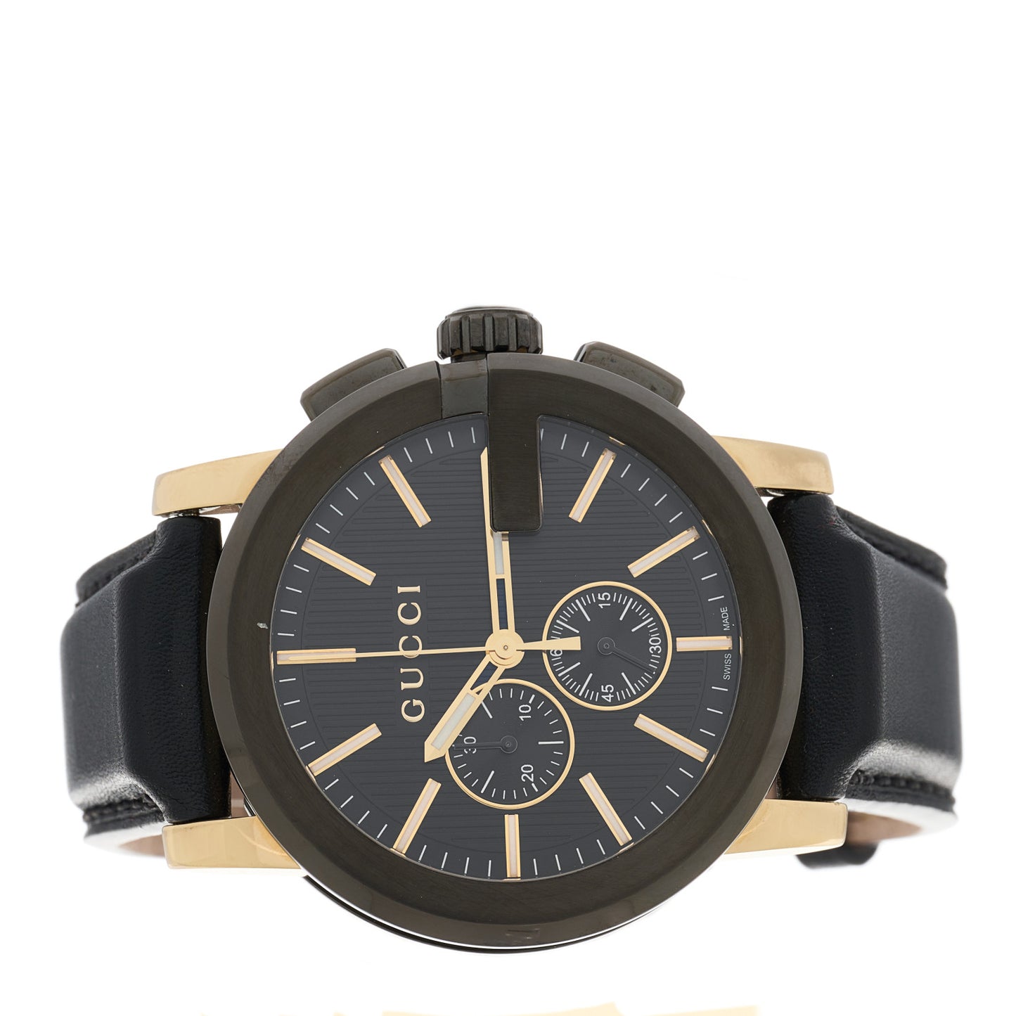 PVD Stainless Steel Calfskin 44mm G-Chrono Quartz Watch Black