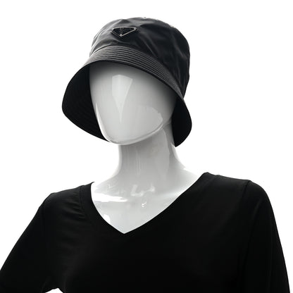 Prada Re-Nylon Metal Triangle Logo Womens Bucket Hat L Black 2 of 8