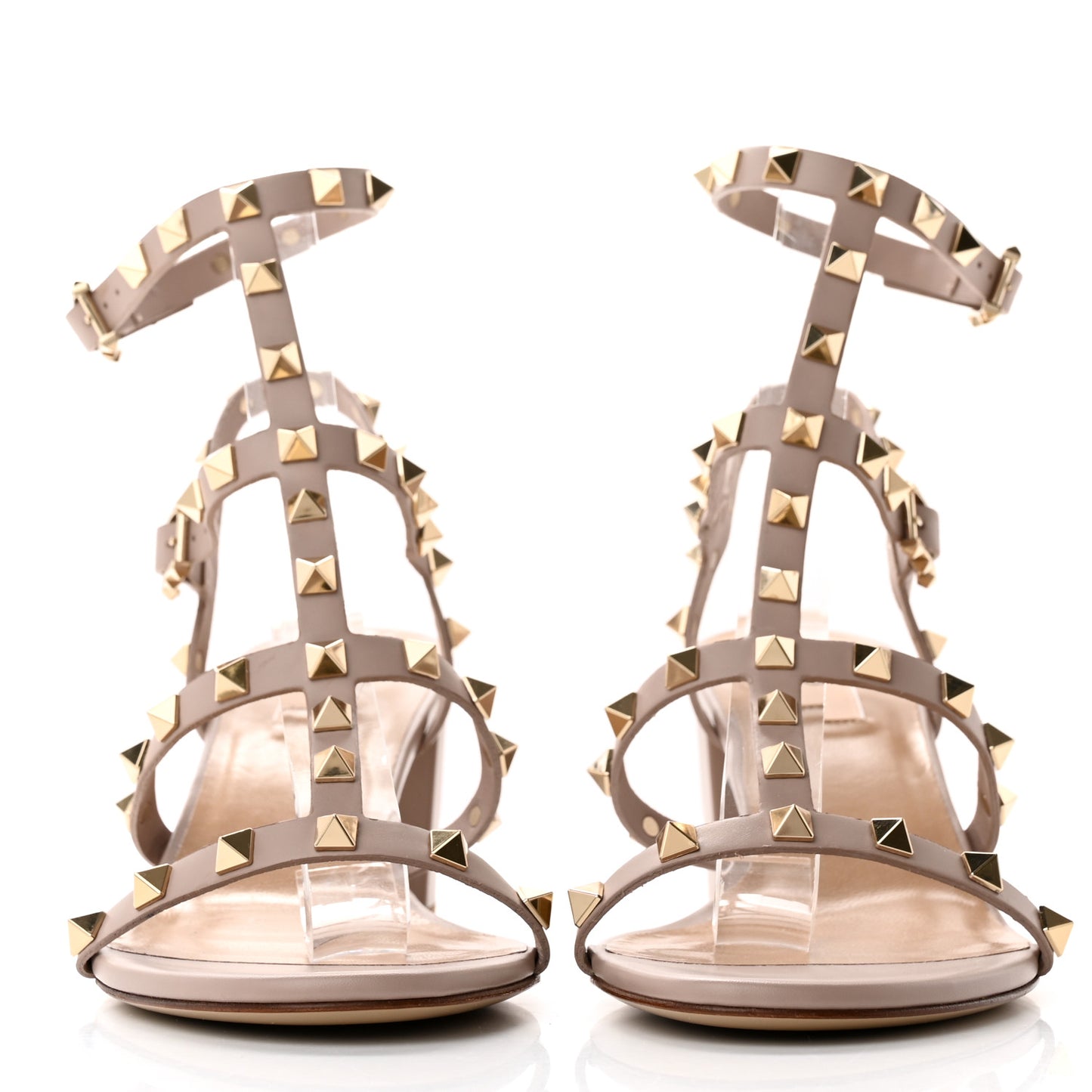 Calfskin Rockstud 60mm City Sandals 40 Poudre