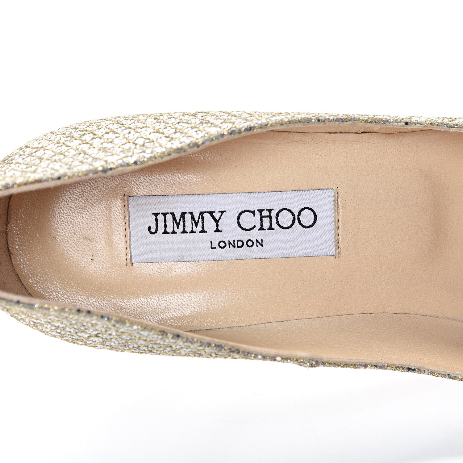 Jimmy Choo Glitter Marvel 100 Pumps 37.5 Champagne 6 of 10