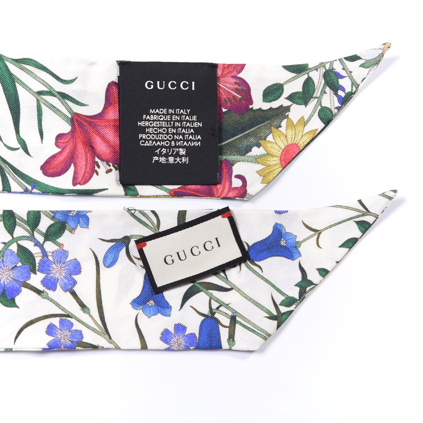 Silk Floral Neck Bow Scarf Multicolor
