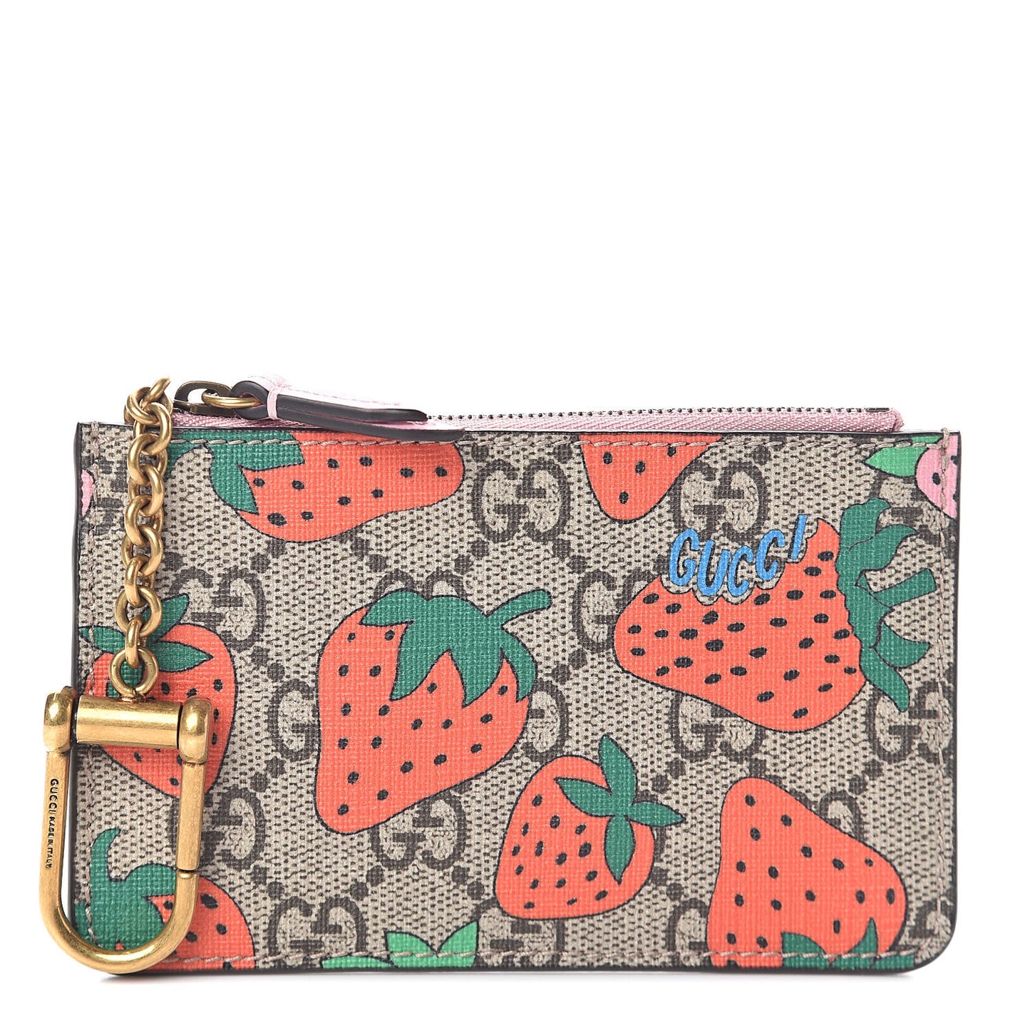 GG Supreme Monogram Strawberry Key Case