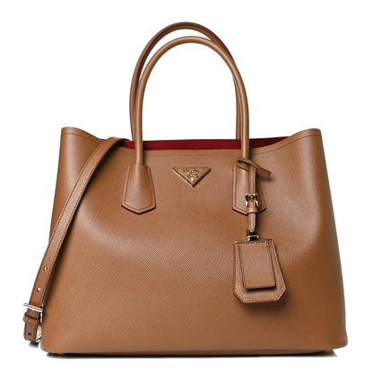 Prada Saffiano Cuir Medium Double Handle Bag Caramel Fuoco 1 of 13
