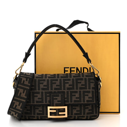 Fendi Fabric Jacquard FF 1974 Medium Baguette Tobacco Moro Black 11 of 11