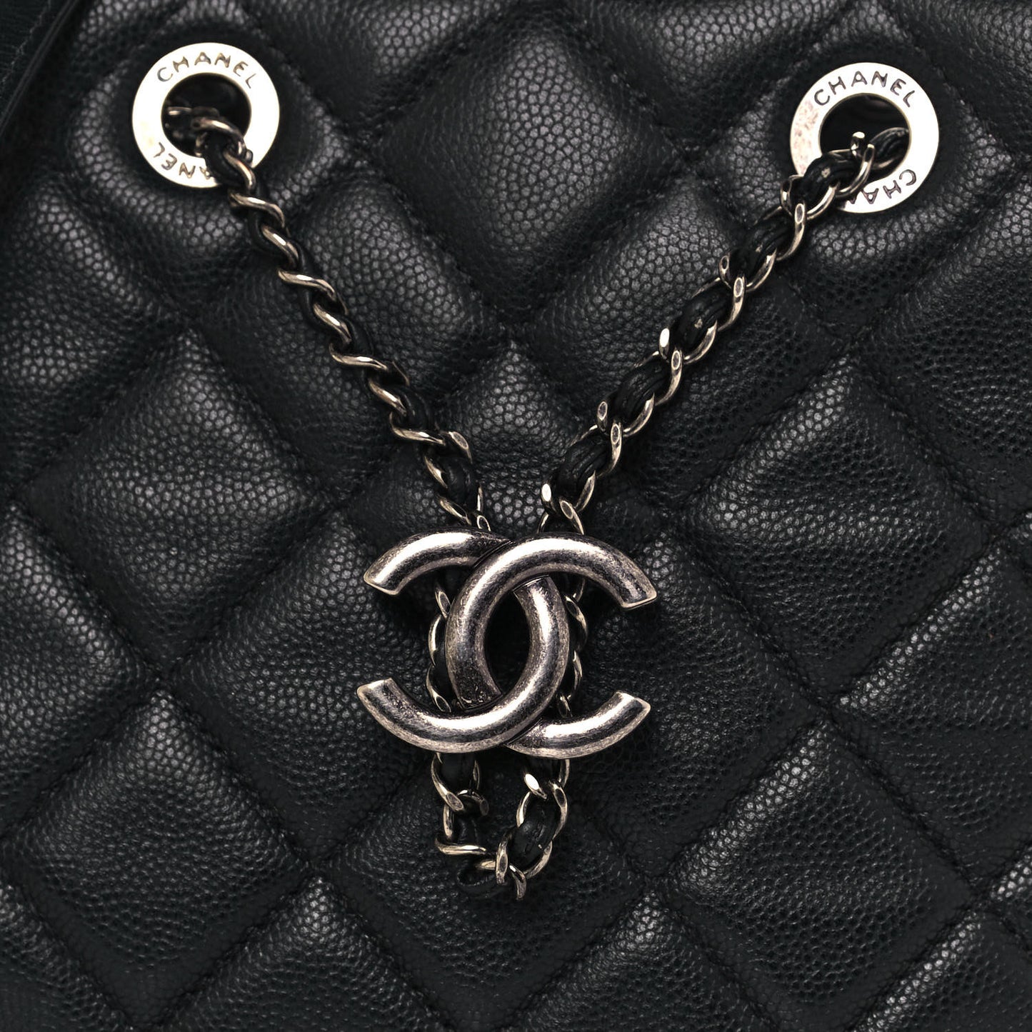Caviar Quilted Small CC Bucket Bag Black