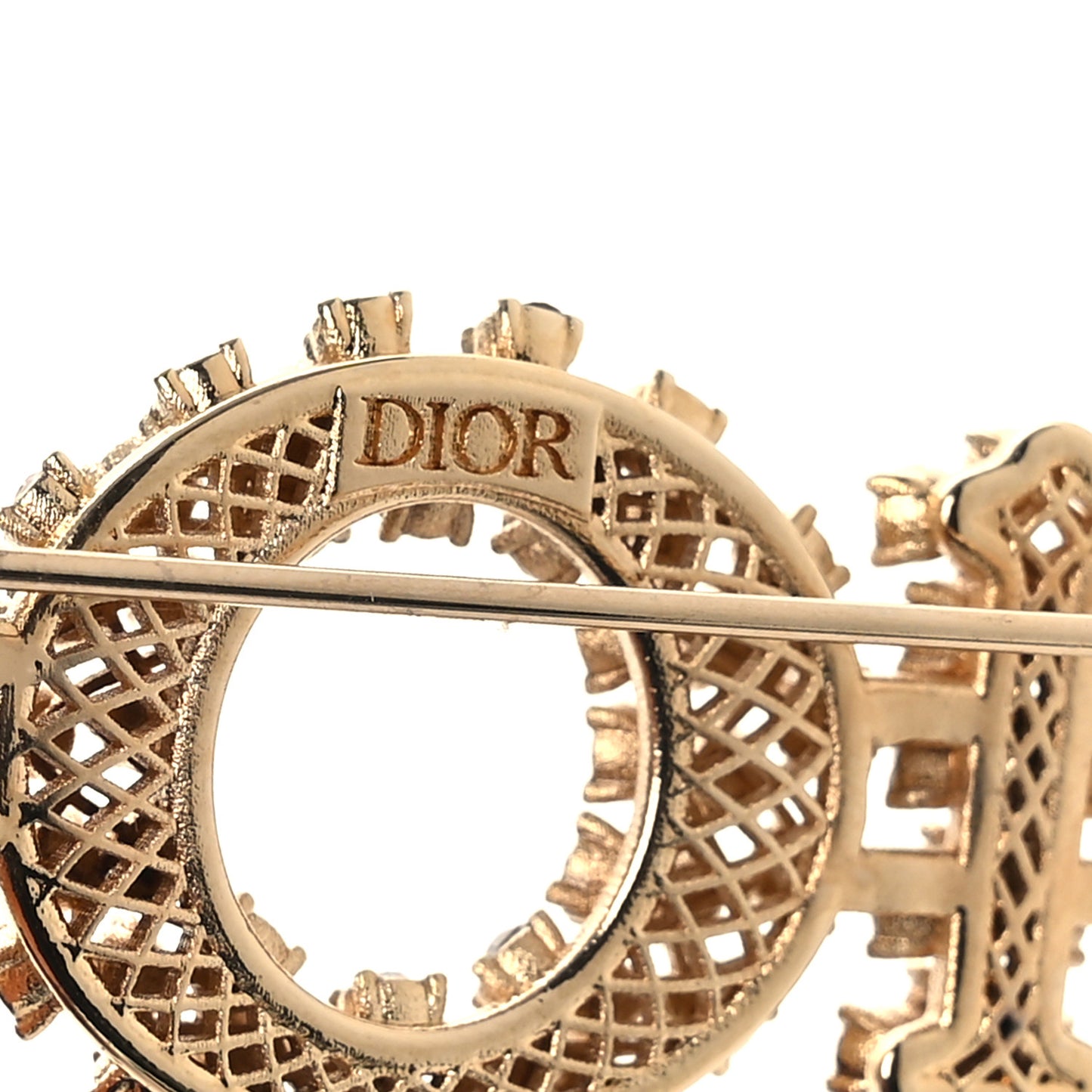 Metal Crystal Brooch Gold