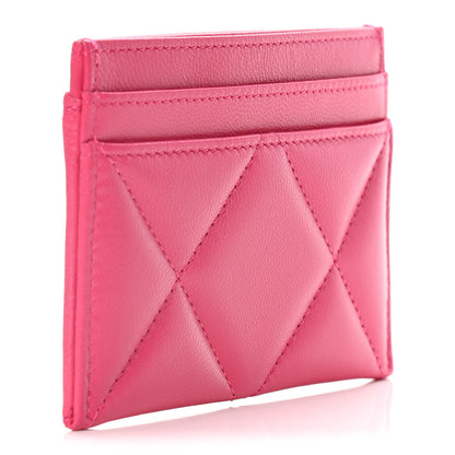 Chanel Lambskin Quilted Chanel 19 Card Holder Dark Pink 3 of 7