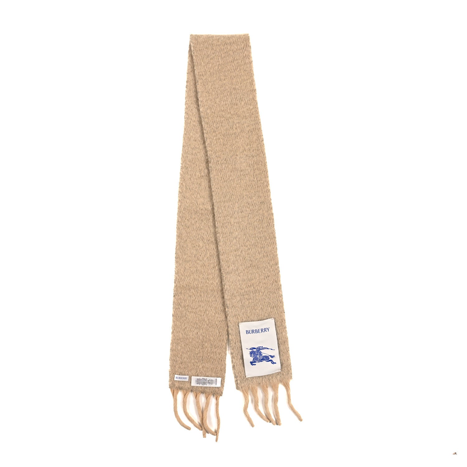 Burberry Wool Mohair Fringe Scarf Beige 2 of 3