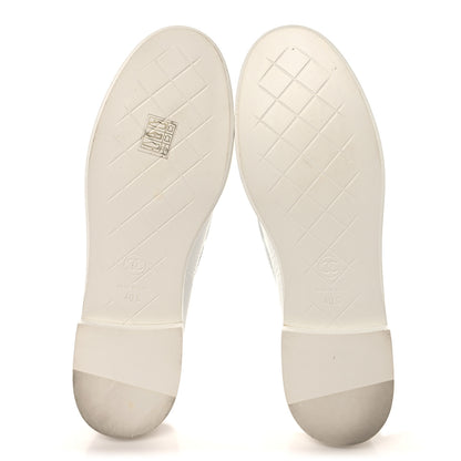 Chanel Crumpled Lambskin Quilted CC Turnlock Loafers 40 White 6 of 9