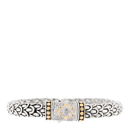 John Hardy Sterling Silver 18K Yellow Gold Diamond 8mm Naga Bracelet 1 of 3