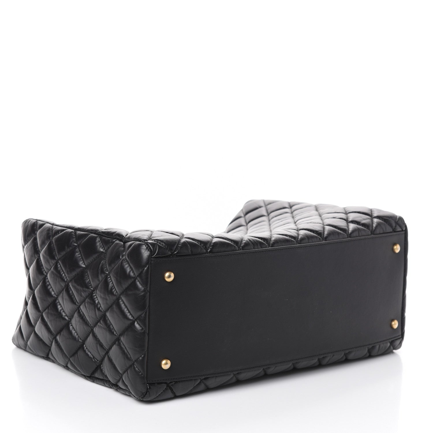 Chanel Aged Calfskin Quilted Large Coco Handle Shopping Tote Black 4 of 15