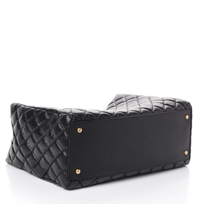 Chanel Aged Calfskin Quilted Large Coco Handle Shopping Tote Black 4 of 15