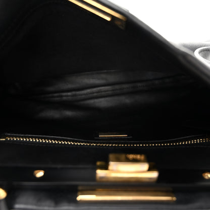 Fendi Vitello Seta Shiny Nappa Medium Peekaboo Iconic Satchel Black 6 of 10