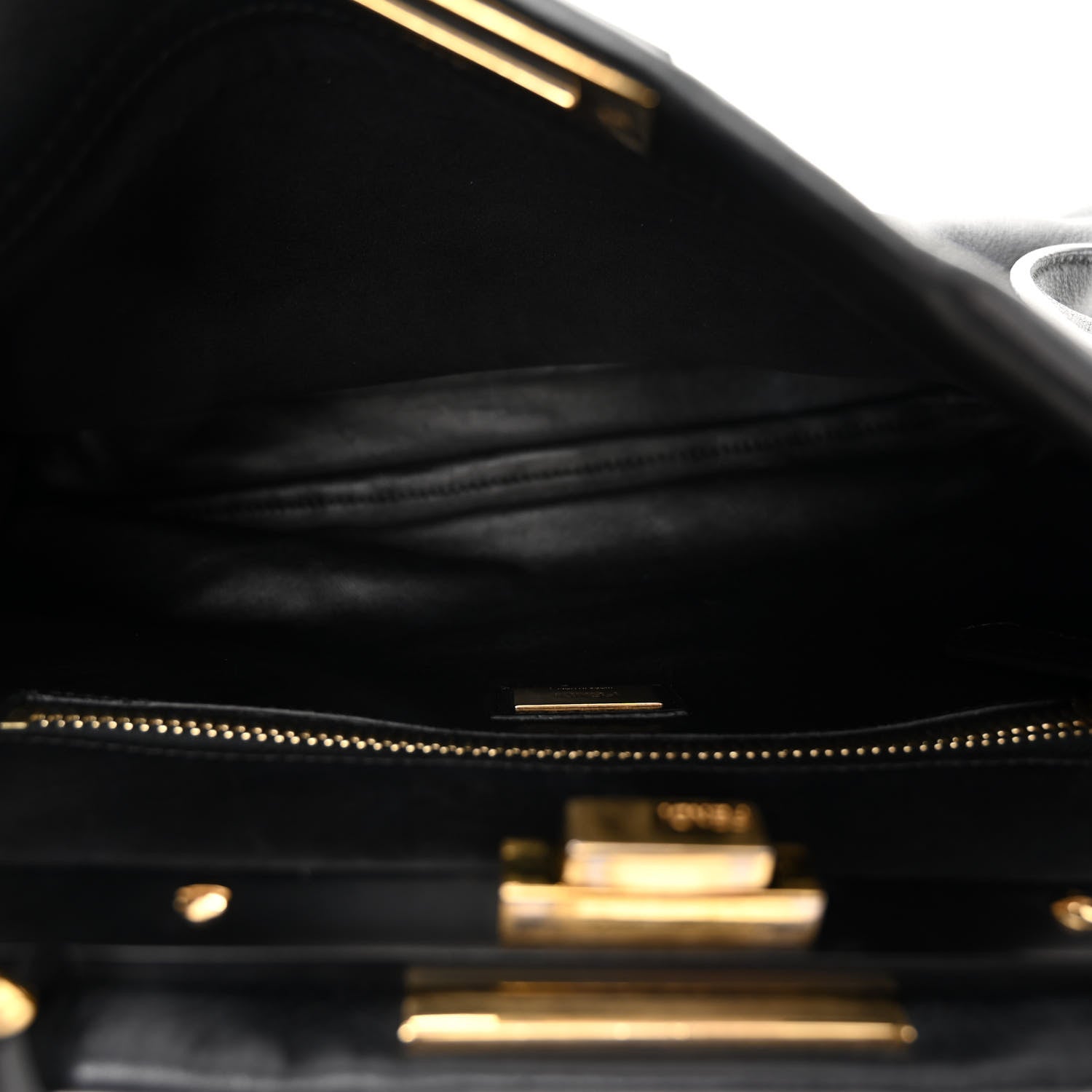 Fendi Vitello Seta Shiny Nappa Medium Peekaboo Iconic Satchel Black 6 of 10