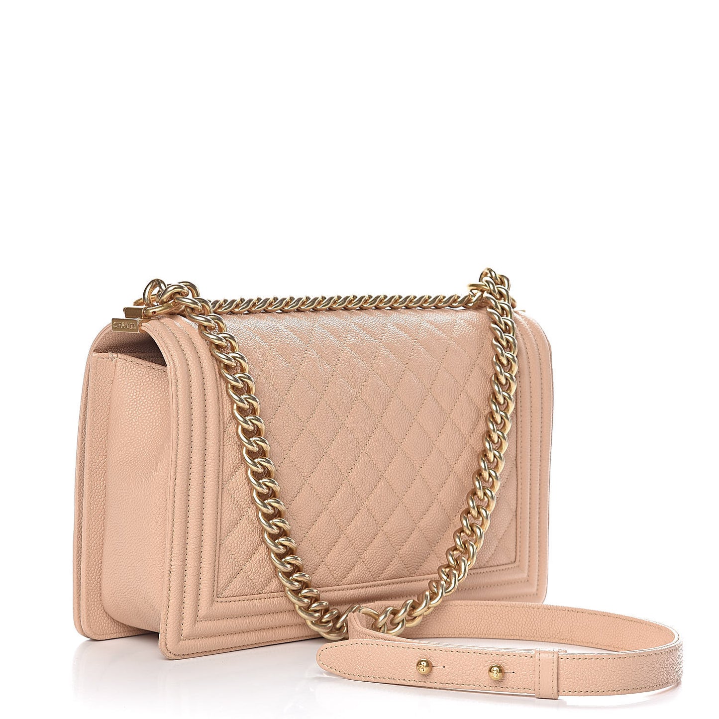 Caviar Quilted New Medium Boy Flap Beige Clair