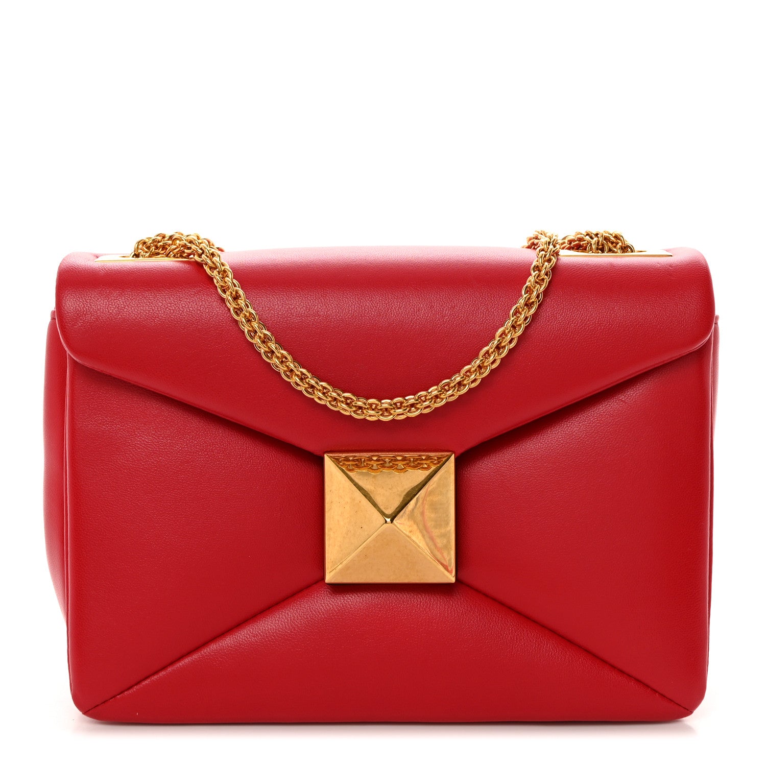 Valentino Garavani Nappa One Stud Chain Clutch Rouge Pur 1 of 10