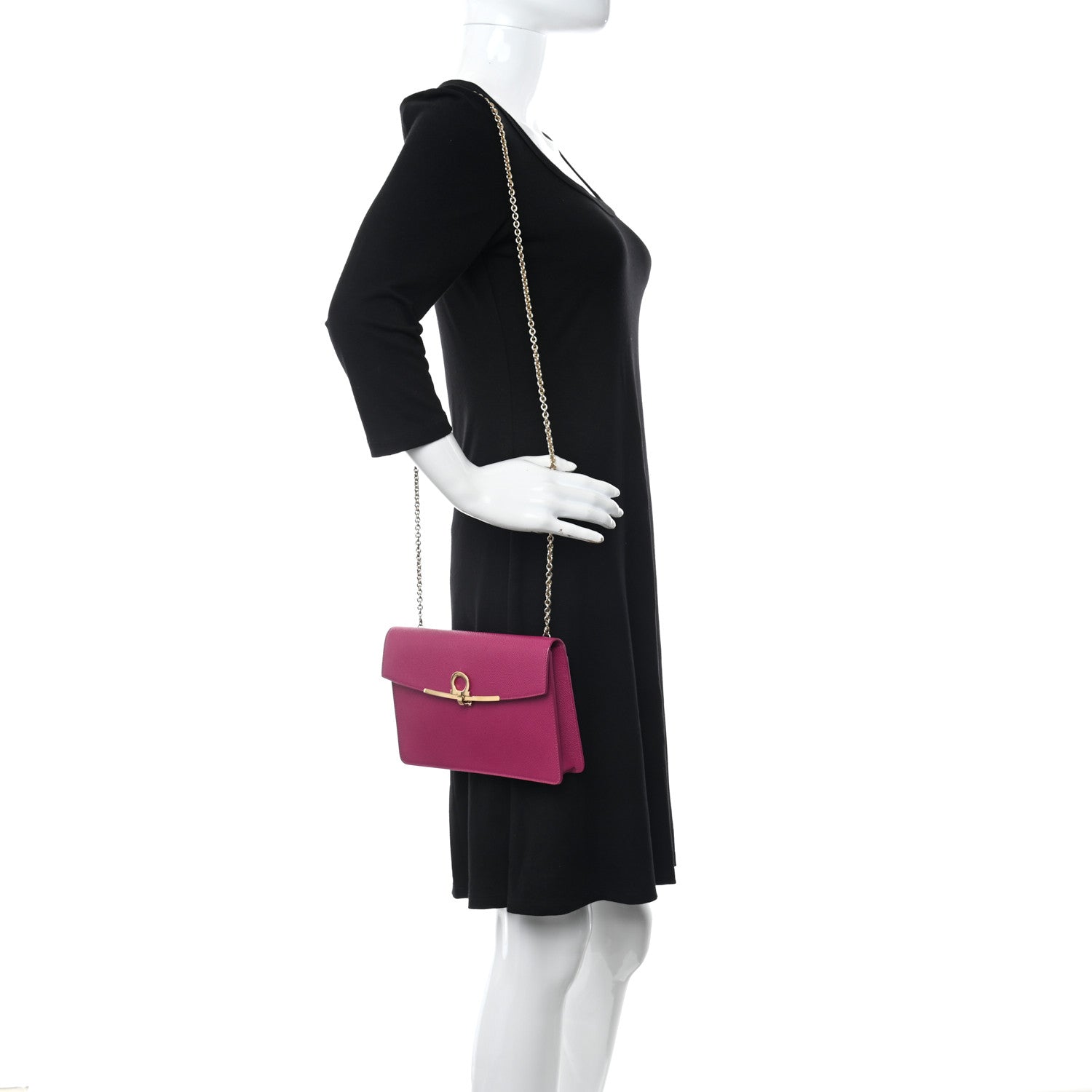 Salvatore Ferragamo Hammered Calfskin Gancini Mini Bag Pink 2 of 11